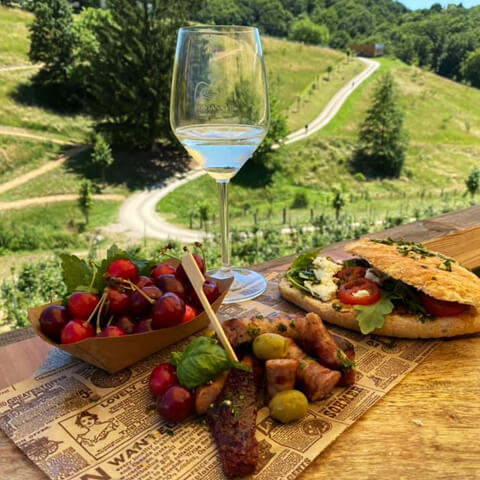 Vinska fontana Vodole – ponudba mesnin. Posestvo Sončni raj.